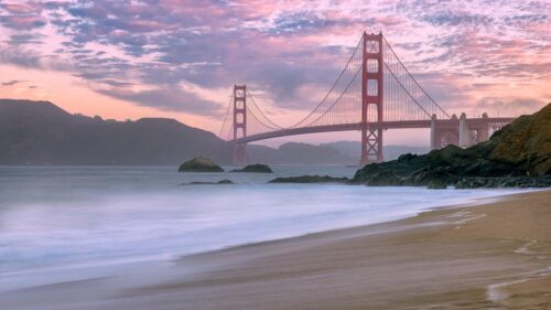 Golden Gate Viewed From Beach Wallpaper For Pc