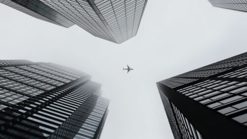 Buildings, Plane, Sky Wallpapers Free Download