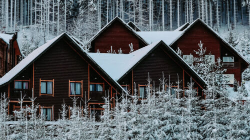 Houses, Forest, Snow Wallpapers Free Download