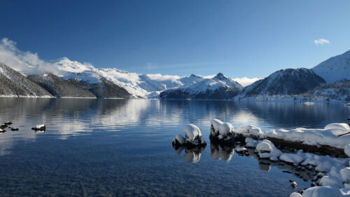 Lake, Mountains, Snow Wallpapers Free Download