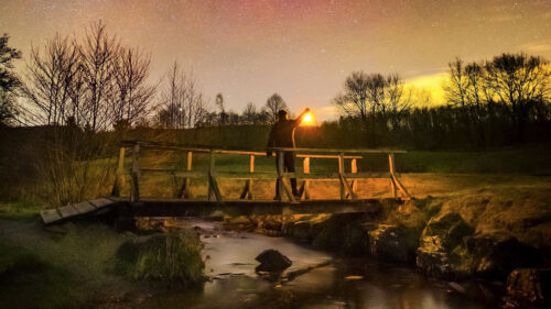 Man, Lantern, Bridge, Wallpapers Download For Mobile