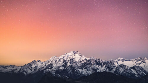 Mountains, Snow, Starry, Sky, Wallpapers Download