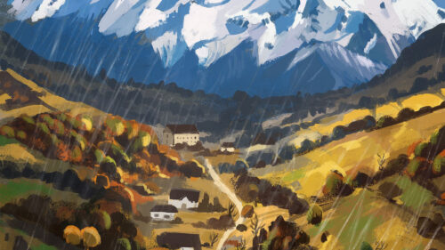 Mountains, Valley, Houses, Wallpapers Free Download
