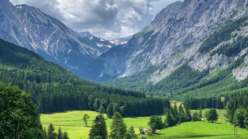 Mountains, Valley, Trees Wallpapers Free Download