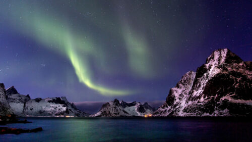 Northern, Lights, Mountains, Water Wallpapers Free Download