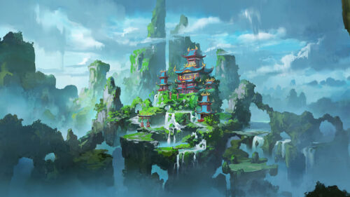 Pagoda, Castle, Rocks Wallpapers Free Download