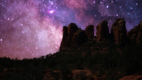 Rocks, Canyon, Starry, Sky