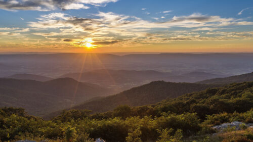 Sunset, Mountains, Sun HD Wallpapers Free Download