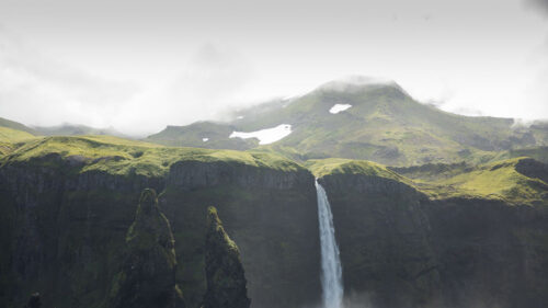 Waterfall, Hill, Rocks Wallpapers Download