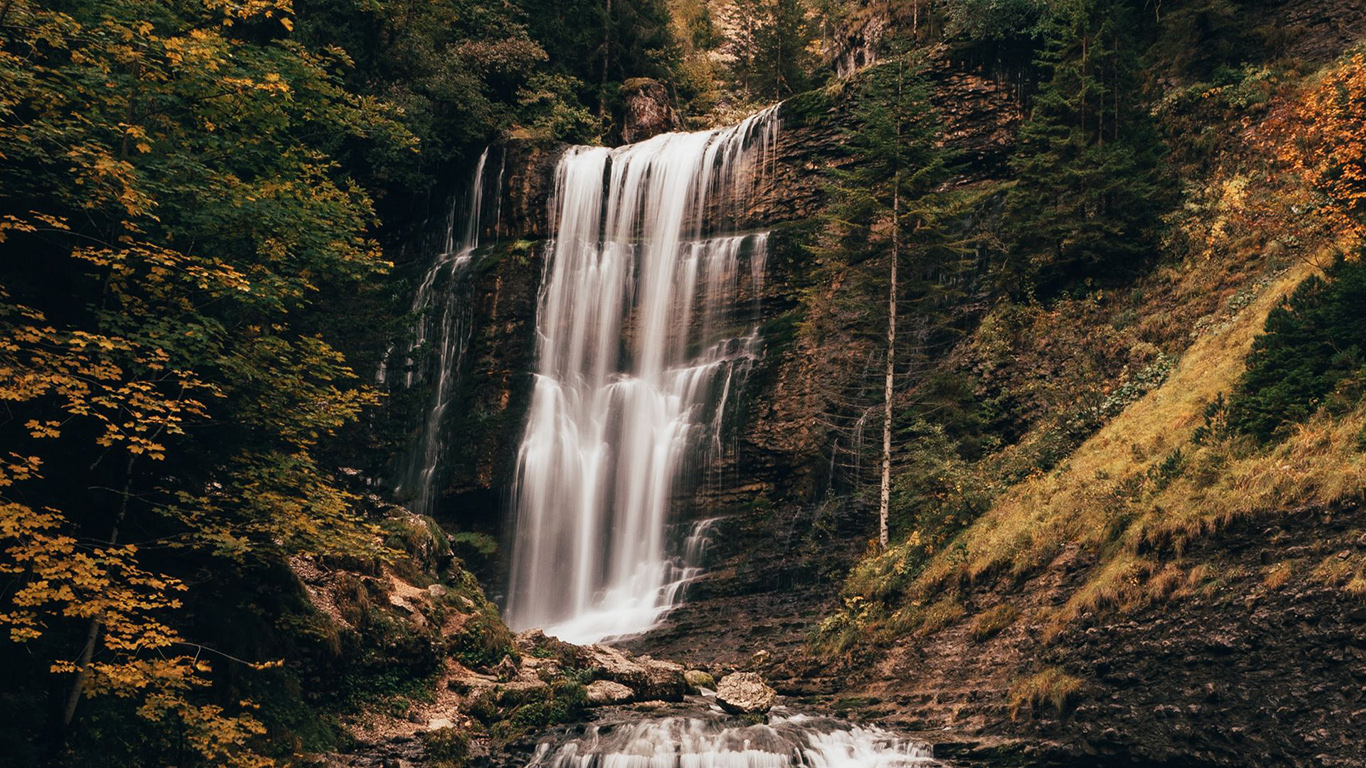 Waterfall, River, Rock Wallpapers Download