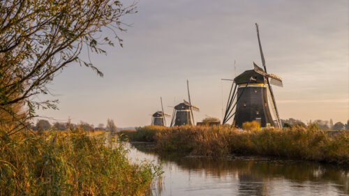 Windmill, River, Water Wallpapers Download