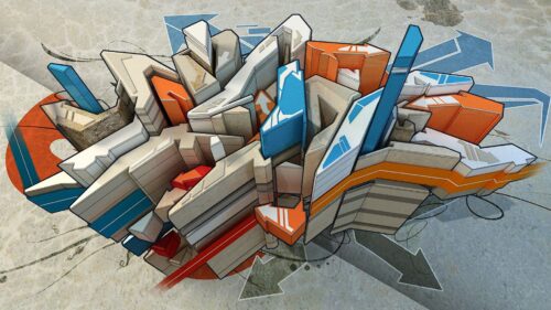 Abstraction Imagination, City Sistrict, Building, Graffiti Wallpapers Free Download