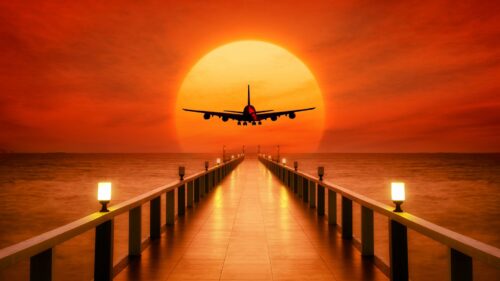 Airplane, Photoshop, Sunset, Wharf Wallpapers Free Download
