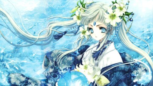 Anime, Girl, Blond, Flowers Wallpapers Free Download