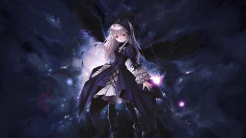 Anime, Girl, Wings, Flying, Black Wallpapers Free Download