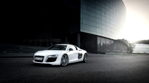 Audi, R8, White, Building HD Wallpapers Free Download