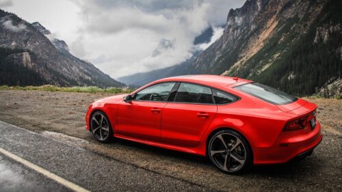 Audi, Rs7, Red, Side, View, Mountain HD Wallpapers Free Download
