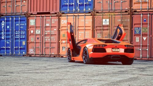 Aventador, Orange, Lamborghini, Doors HD Wallpapers Free Download