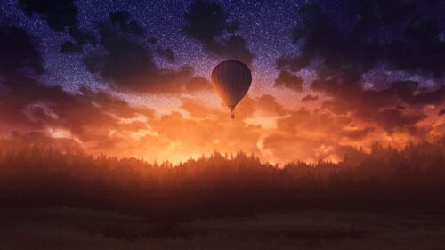 Balloon, Sunset, Twilight HD Wallpapers Free Download