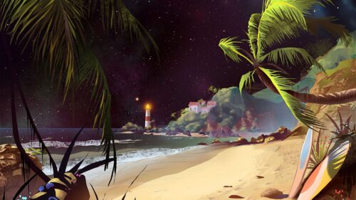 Beach, Art, Palm, Trees Desktop Wallpapers Free Download