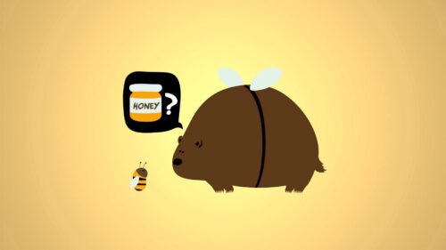 Bear, Bee, Honey, Absurdity, Situation Desktop Wallpapers Free Download