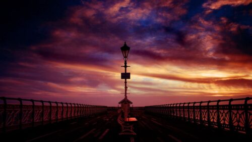 Bench, Pier, Sea, Evening, Decline Desktop Wallpapers Free Download