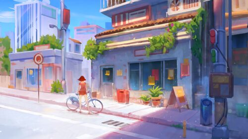 Bicycle, Art, Girl Desktop Wallpapers Free Download