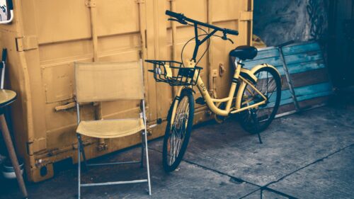 Bicycle, Door, Yellow Desktop Wallpapers Free Download