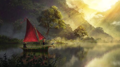 Boat, River, Art Wallpapers Free Download