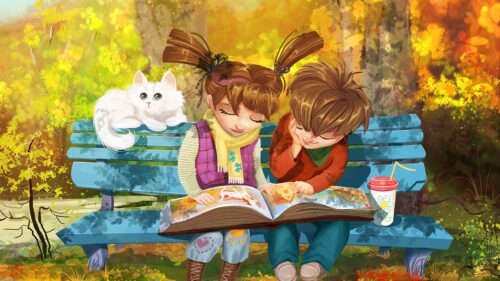 Boy, Girl, Cat HD Wallpapers Download