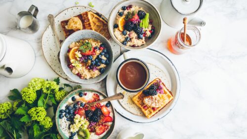 Breakfast, Porridge, Waffles, Fruit HD Wallpapers Download