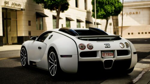Bugatti White, Rear, View HD Wallpapers Free Download