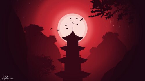 Building, Moon, Night Free Wallpapers
