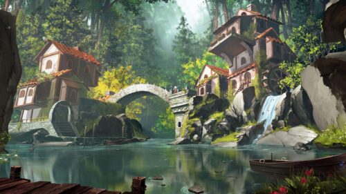 Building, River, Waterfall Free Wallpapers