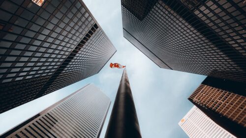 Buildings, Bottom, View, Flag Free Wallpapers