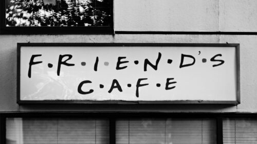 Cafe, Signboard, BW Free Wallpapers
