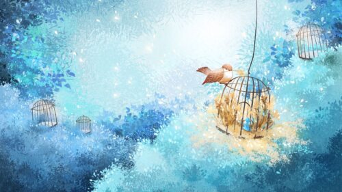 Cage, Bird, Branches Free Wallpapers