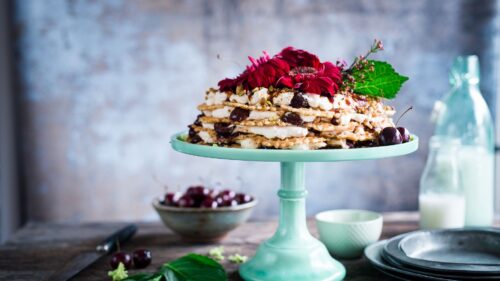 Cake, Waffles, Flower, Berries Free Wallpapers Download