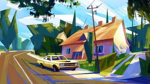 Car, House, Art HD Wallpapers Download
