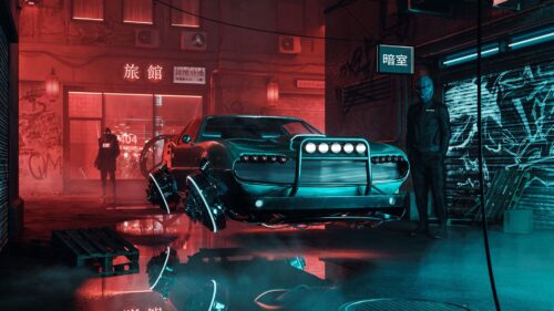 Car, Silhouettes, Cyberpunk Wallpapers Free Download