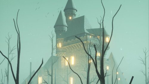 Castle, Fog, Trees Wallpapers Free Download