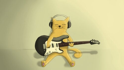 Cat, Guitar, Playing, Drawing Wallpapers Free Download
