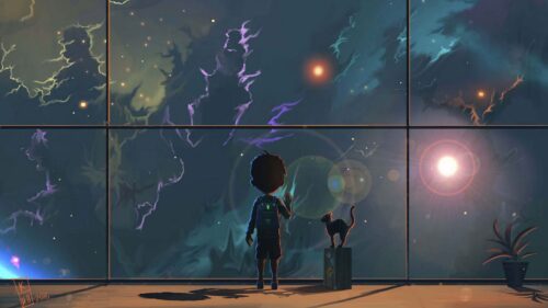 Child, Cat, Window Wallpapers Free Download