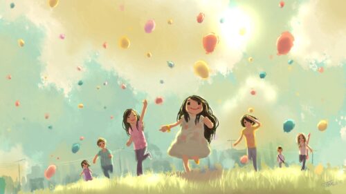 Children, Jump, Run, Grass Wallpapers Free Download