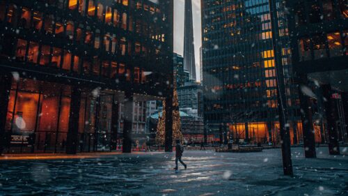 City, Buildings, Snow HD Wallpapers Download