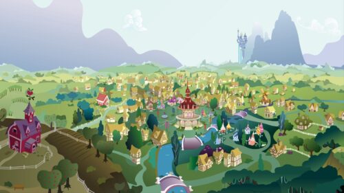 City, Drawing, Colorful, Mountains HD Wallpapers Download