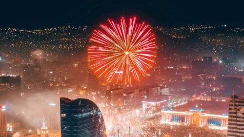 City, Fireworks, Aerial, View HD Wallpapers Download