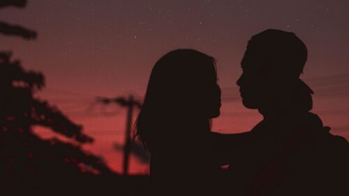 Couple, Silhouettes, Hugs, Night HD Wallpapers Download