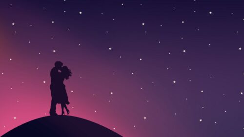 Couple, Silhouettes, Stars HD Wallpapers Download