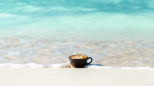 Cup, Ocean, Sand Free Wallpapers Download